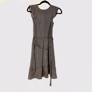 Navy striped flared A-line dress